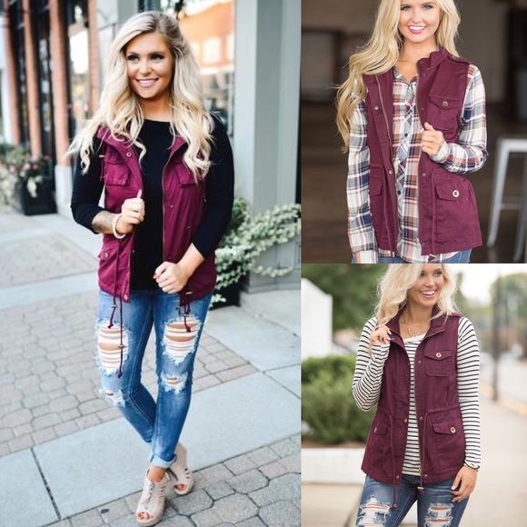 WILA Jackets & Blazers - LAST 1 🔘 utility vest cinch waist jacket mulberry